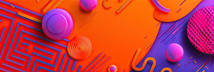 Obraz premium Fierce Fusion: A bold orange and purple abstract background with contrasting shapes, injecting energy and excitement into a school setting.
