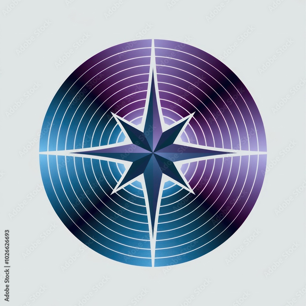 Poster geometric compass design with color gradients and circular patterns on a light background