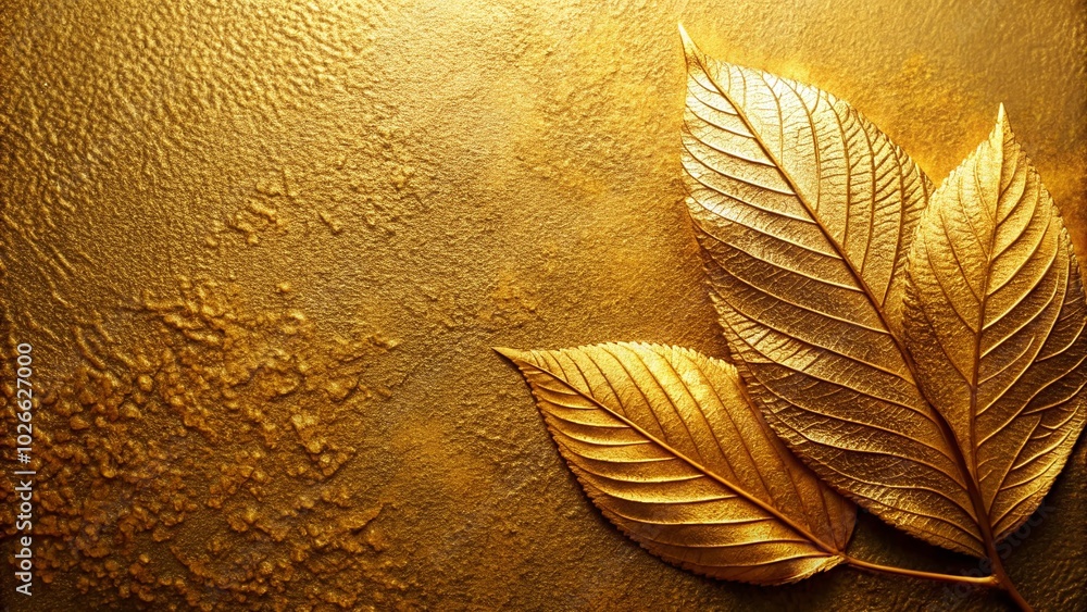 Poster Elegant Gold Leaf Texture Background with Copy Space for Design Projects and Luxury Themes