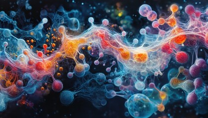 Naklejka premium Visual representation of biochemical reactions illustrating the chemistry of life