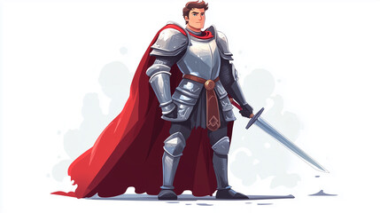 Obraz premium Illustration cartoon knight in armor 