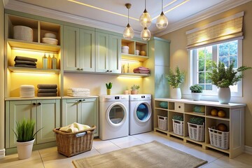 Elegant Laundry Room Design with Modern Aesthetics and Functional Space Solutions