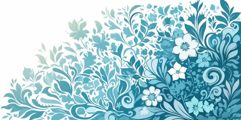 Teal Mexican paper cut-out style blank page with white background. 