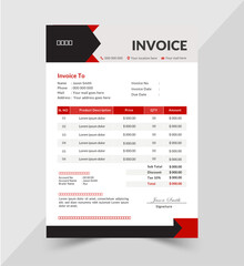 Creative, modern, unique, clean, and professional corporate company business invoice template design.A4 size, vector illustration. Bill form business invoice accounting.