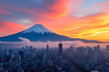 Naklejka premium mountain at sunset
