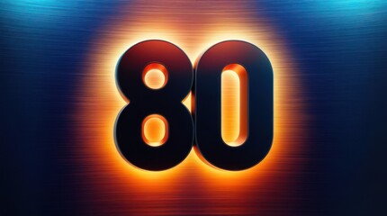 Brightly Lit Number 80 Displayed on a Textured Background With Vibrant Colors