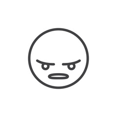 Angry Social media emoji icon Thin outline art symbol
