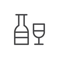 Bottle glass icon Thin outline art symbol