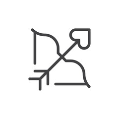 Bow arrow icon Thin outline art symbol