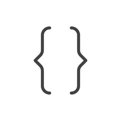 Curly bracket icon Thin outline art symbol