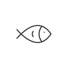 Fish icon Thin outline art symbol