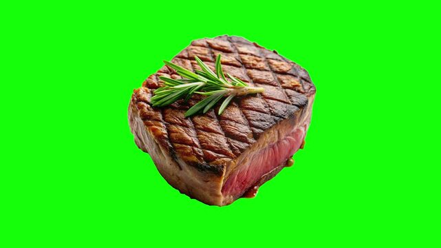 Green screen beaf animation motion graphic with chroma key clip template 4k Background. Easy removed green screen. High resolution. Ultra High Definition, 4k video.	