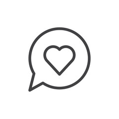 Heart in speech bubble icon Thin outline art symbol