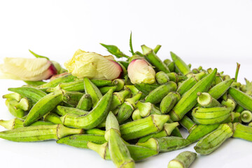 Small size Edirne region okra on a white background