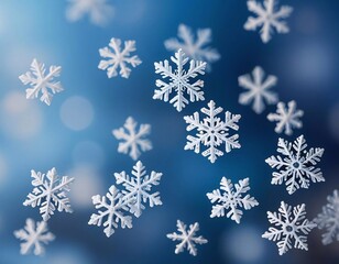 Snowflakes on a blue background close-up