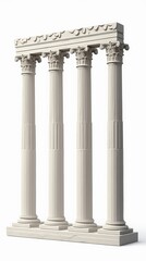 Obraz premium Greek architectural columns on white background highlighting classical design