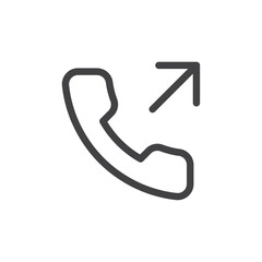 Outgoing phone call Thin outline art symbol