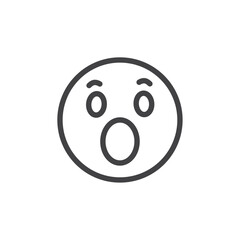 Shocked Social media emoji icon Thin outline art symbol