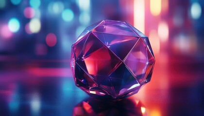 Realistic rendering of a spherical dodecahedron with a geometric background in 4k