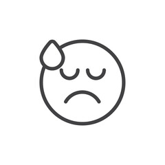 Tired Social media emoji icon Thin outline art symbol