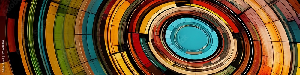 Poster a vibrant, abstract circular pattern with a large central area for text