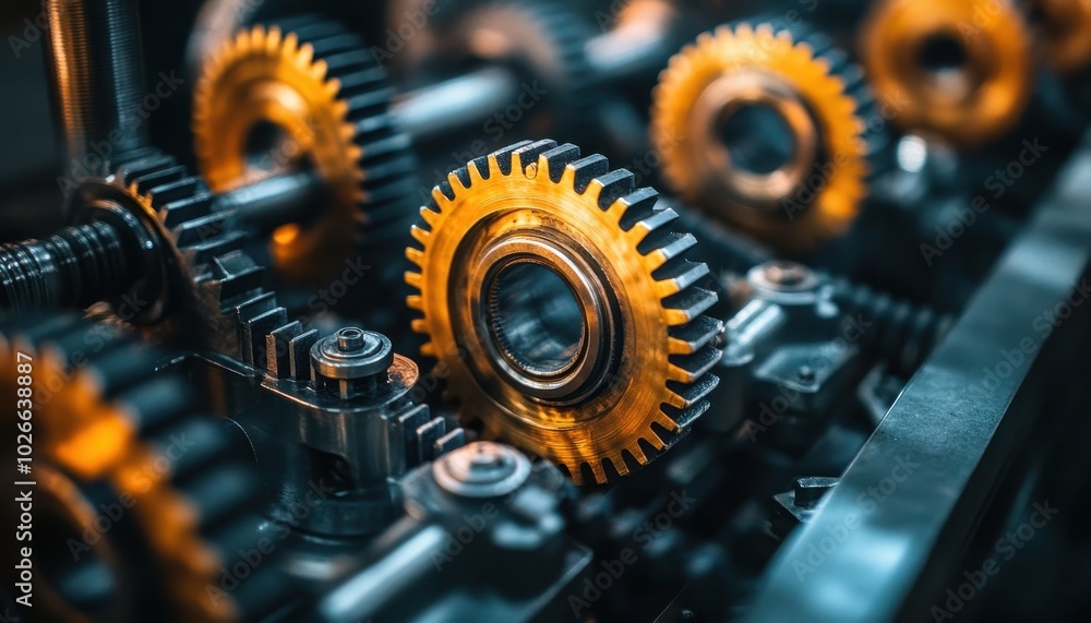 Poster exploring engineering pathways through intricate gear mechanisms in action