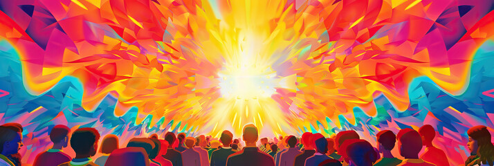 Obraz premium Electric Eclectic: An explosion of vibrant colors in a kaleidoscope pattern energizes this abstract school background, showcasing a diverse and inclusive learning community.