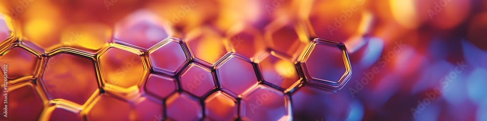 Poster a vibrant, abstract hexagon pattern with a large area for text