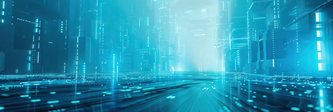 Turquoise Tech School: A cool turquoise hue dominates this high-tech school abstract background, evoking feelings of calm and oceanic depths.