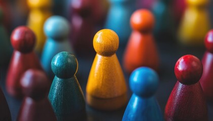 Diverse wooden game pieces representing inclusive leadership roles in decision-making