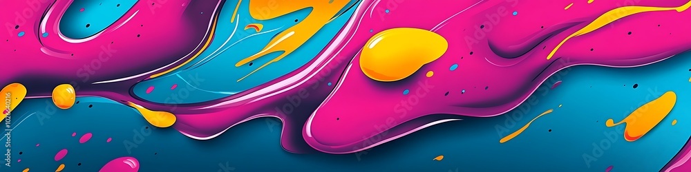 Poster a vibrant, abstract paint splatter pattern with a smooth area for text