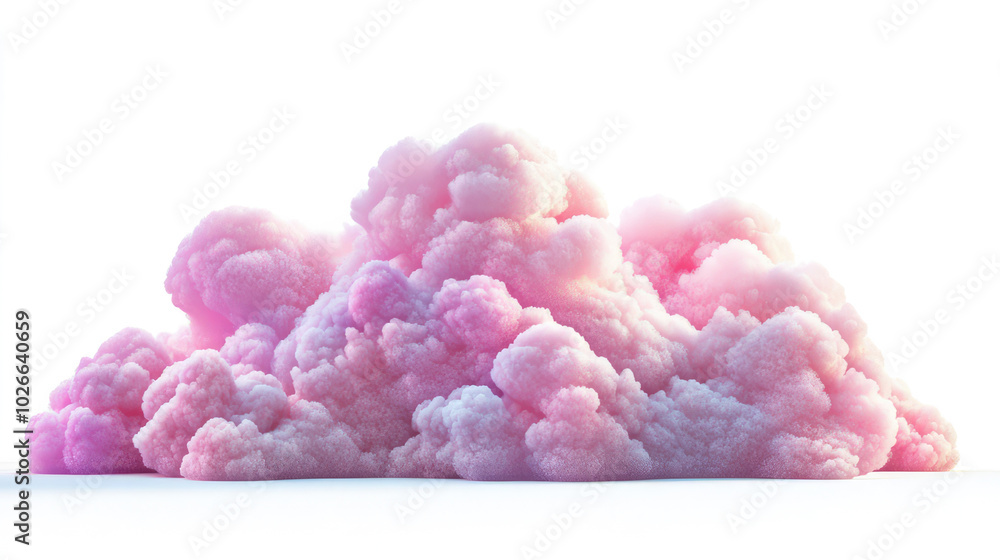 Wall mural this image showcases a surreal and dreamy cloud formation, with a vibrant pink hue against a stark w