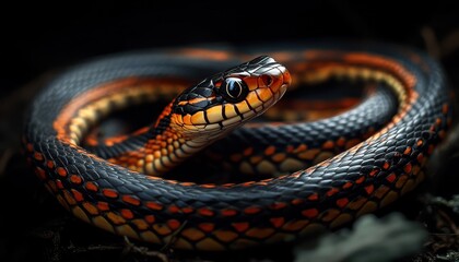 Obraz premium An elegant garter snake gracefully moving through a forest setting