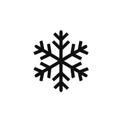  a black snowflake symbol on a white background. The snowflake has six symmetrical branches, each with smaller branches extending from them, creating a classic snowflake shape.