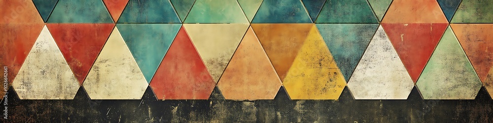 Poster a vibrant, abstract triangle pattern with a wide area for text