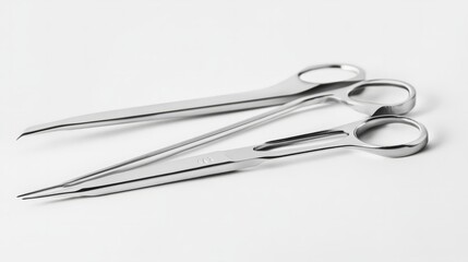 Precision Instruments: A trio of sleek, surgical scissors lie side-by-side, gleaming under a soft light. The sharp blades and polished handles suggest expertise and meticulous care. 