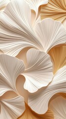 Abstract, flowing shapes in beige and white, resembling soft fabric or petals
