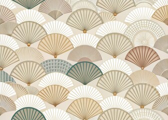 Elegant Minimalist Japanese Hand Fan Pattern Background for Tranquil Aesthetic