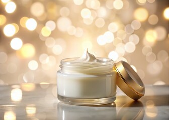 Face and Body Care Cosmetics - Cream Texture in Jar Closeup with Copy Space for Skincare Products