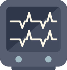 Electrocardiogram displaying a heartbeat with a peak, showing vital signs on a monitor