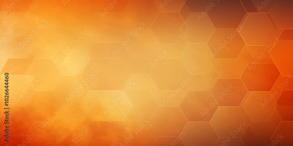 Poster vibrant orange gradient background featuring geometric curve triangle patterns