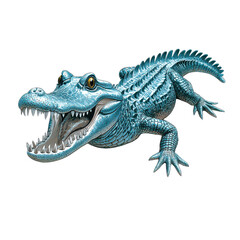 Fototapeta premium Blue crocodile illustration, isolated on white background.