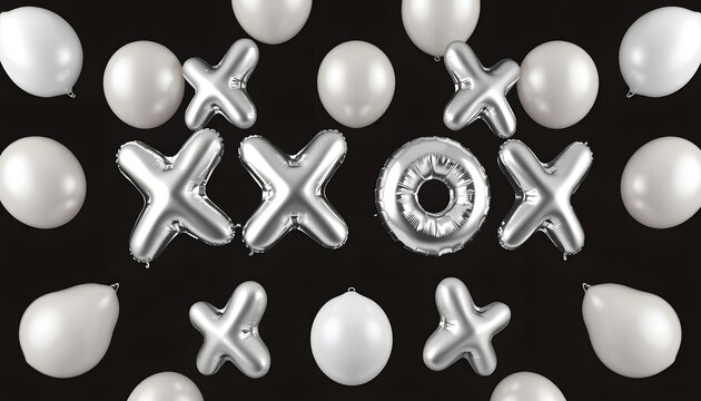 XO shaped balloons isolated with white highlights, png