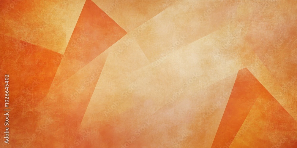 Poster vibrant orange gradient background featuring geometric curve triangle patterns