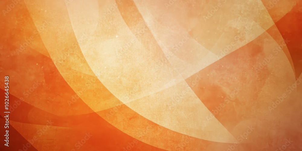 Poster vibrant orange gradient background featuring geometric curve triangle patterns