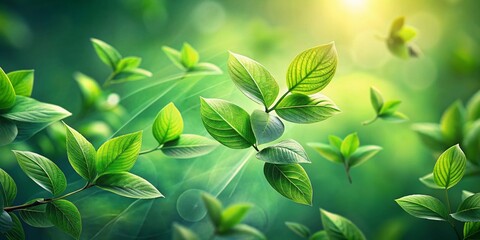 Flying Organic Green Plant Leaves - Macro Photography for Nature and Wellness Themes