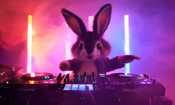 dj at the party, rabbit in the city