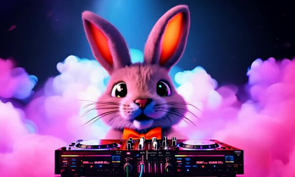 dj at the party, rabbit in the city