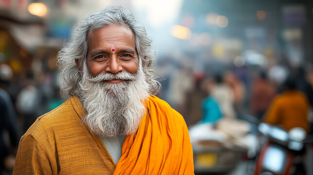 Smiling Indian Pandit Portrait