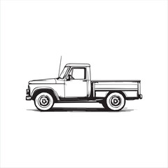 truck with trailer, car, truck, old, vehicle, vintage, auto, pickup, transportation, retro, classic, automobile, antique, model, transport, toy, 4x4, wheel, isolated, red, vector, off-road, road, rust